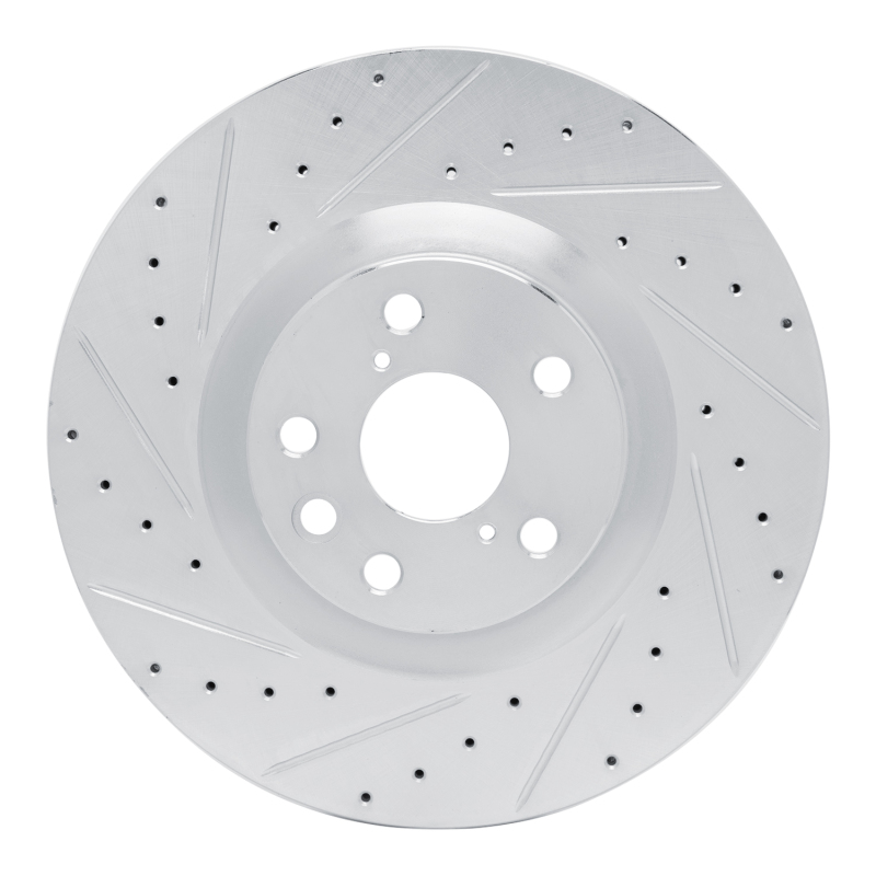 Lexus GS300 Brake Rotor (1) - Left Front - R1 Concepts - Drilled & Slotted - Silver - `11-`25